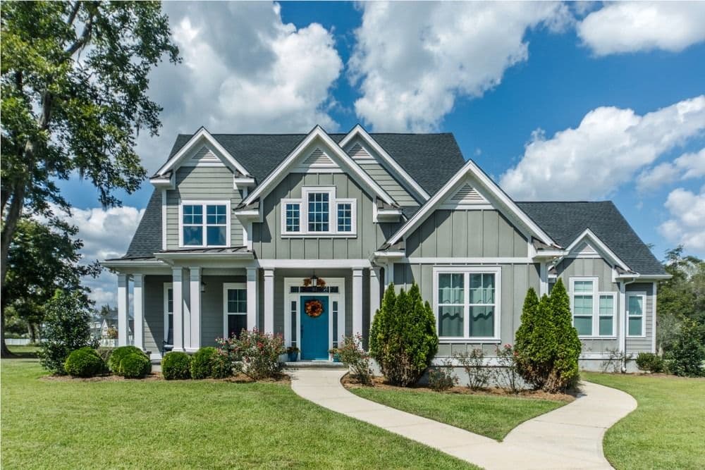 grey house blue door
